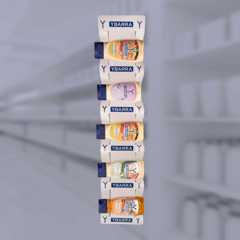expositor colgante supermercado salsas